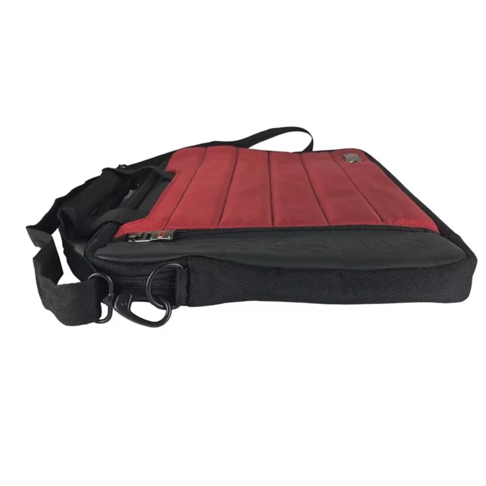 Swiss Gear Unisex‎ Red Black Canvas Outer Pockets Detachable Strap Laptop Bag